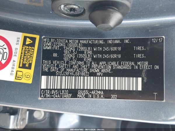 2018 TOYOTA HIGHLANDER XLE