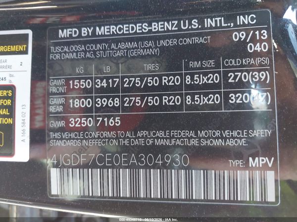 2014 MERCEDES-BENZ GL 450 4MATIC