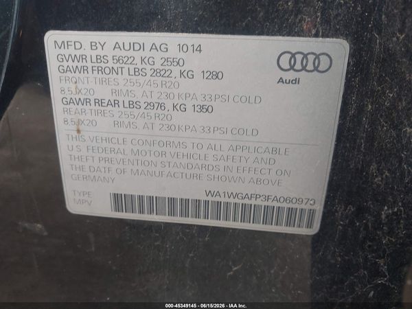 2015 AUDI Q5 3.0T PREMIUM PLUS