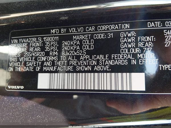2020 VOLVO XC60 T6 INSCRIPTION