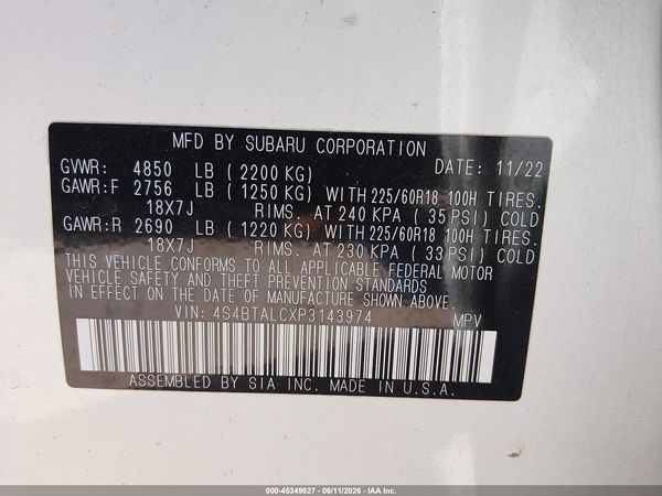 2023 SUBARU OUTBACK ONYX EDITION — I9