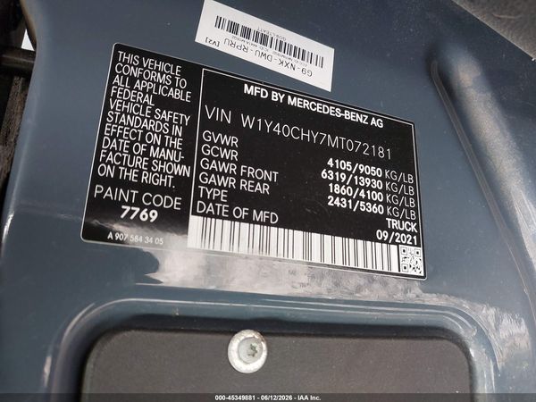 2021 MERCEDES-BENZ SPRINTER 2500 HIGH ROOF I4