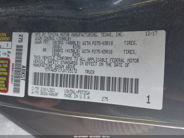 2018 TOYOTA TUNDRA 1794 5.7L V8