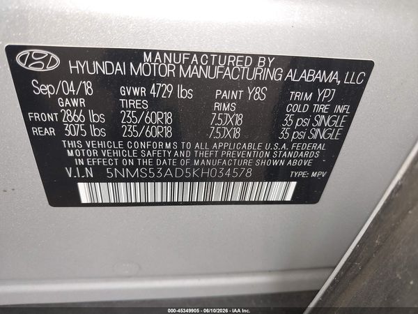 2019 HYUNDAI SANTA FE LIMITED