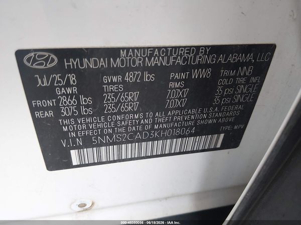 2019 HYUNDAI SANTA FE SE