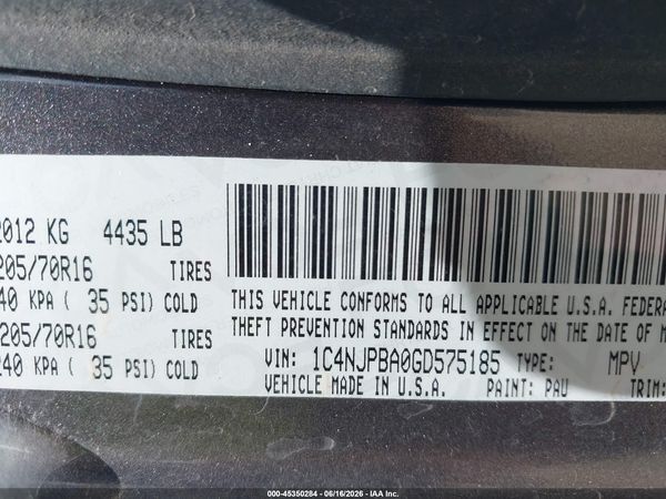 2016 JEEP PATRIOT SPORT