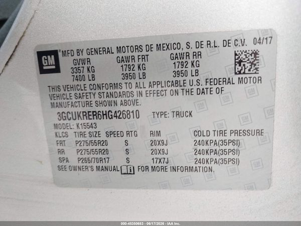 2017 CHEVROLET SILVERADO 1500 1LT — I9