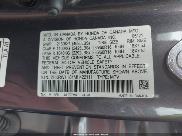 2021 HONDA CR-V 2WD EX-L