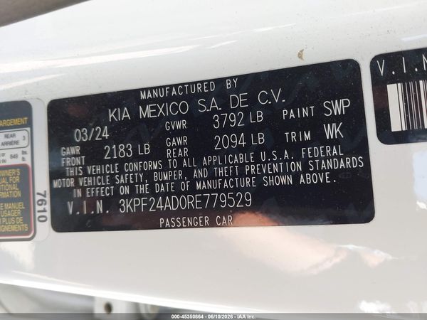 2024 KIA FORTE LXS