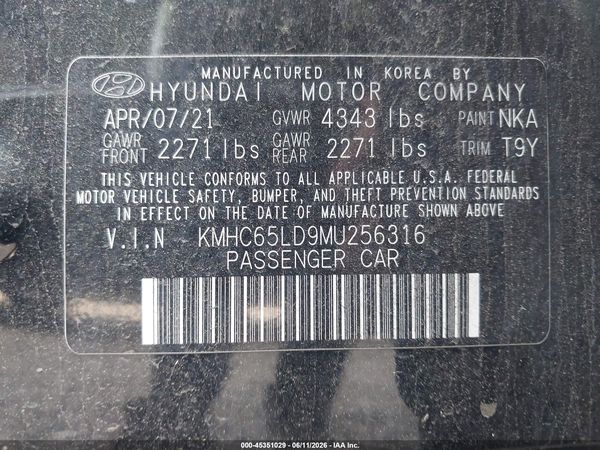 2021 HYUNDAI IONIQ PLUG-IN HYBRID SE