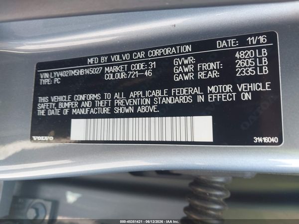 2017 VOLVO S60 INSCRIPTION T5 PLATINUM