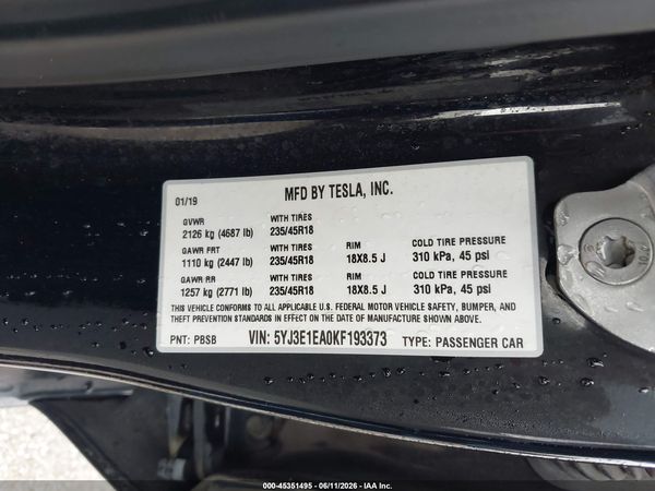2019 TESLA MODEL 3