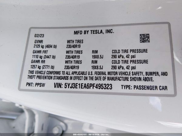 2023 TESLA MODEL 3 REAR-WHEEL DRIVE