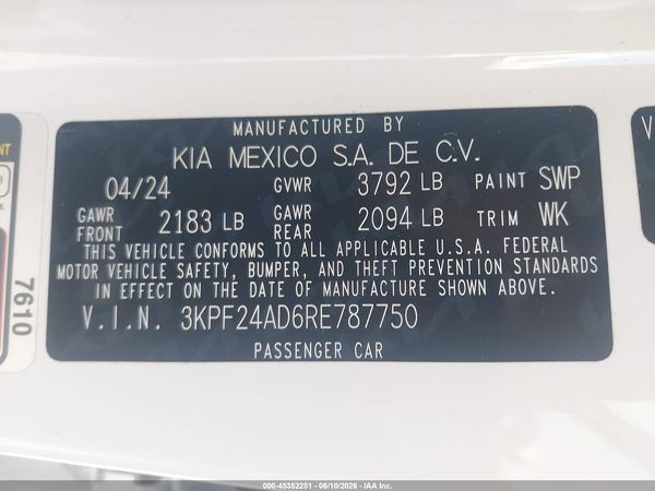 2024 KIA FORTE LXS