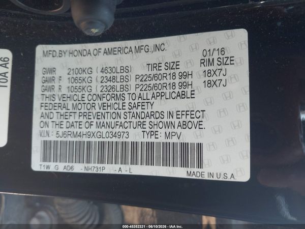 2016 HONDA CR-V TOURING