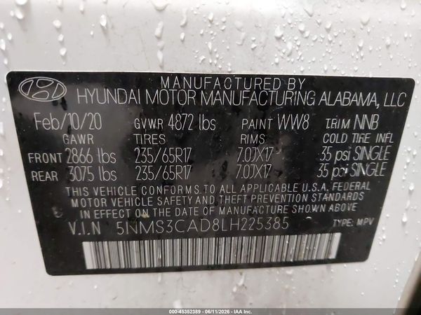 2020 HYUNDAI SANTA FE SEL