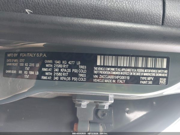 2017 JEEP RENEGADE LATITUDE FWD