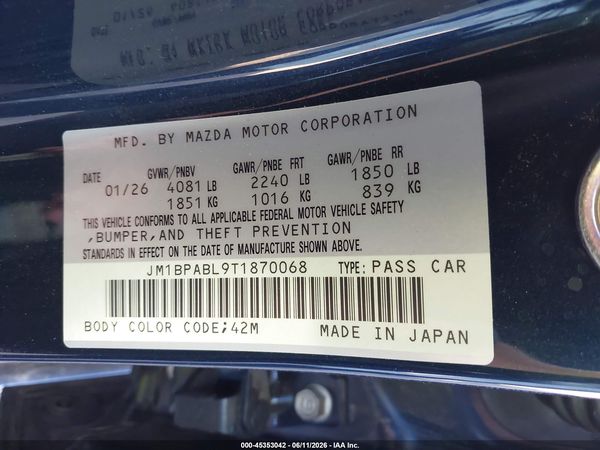2026 MAZDA MAZDA3 2.5 S SELECT SPORT