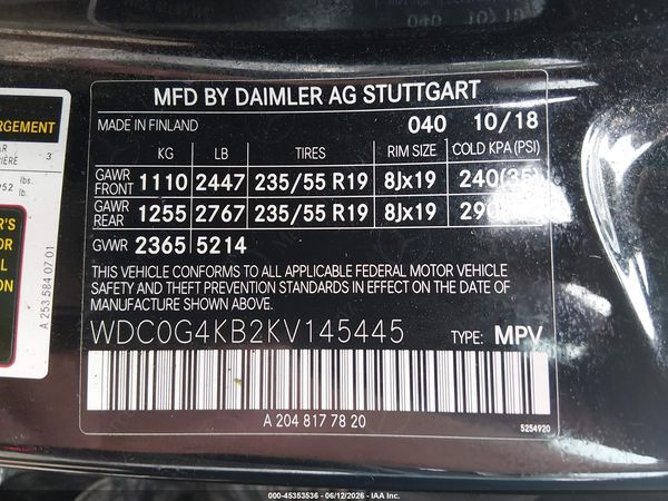 2019 MERCEDES-BENZ GLC 300 4MATIC
