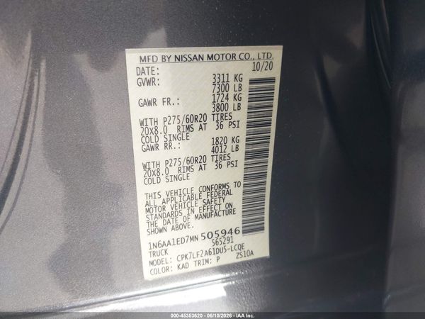 2021 NISSAN TITAN PLATINUM RESERVE 4X4