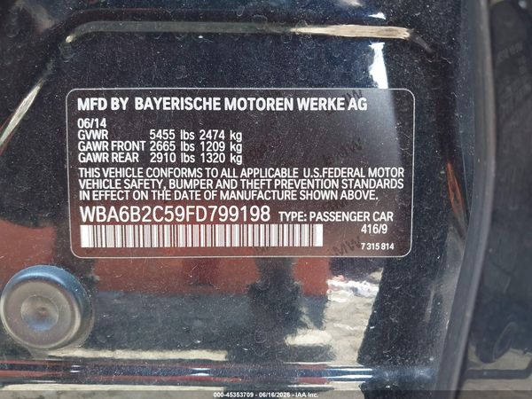 2015 BMW 650I GRAN COUPE