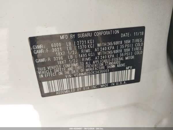 2019 SUBARU ASCENT PREMIUM