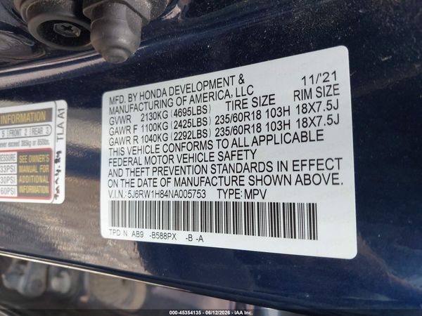 2022 HONDA CR-V 2WD EX-L