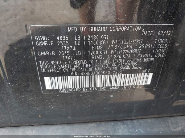 2019 SUBARU OUTBACK 2.5I
