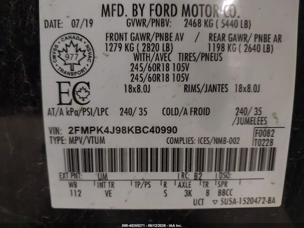 2019 FORD EDGE SEL — I9