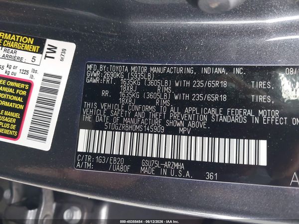 2021 TOYOTA HIGHLANDER XLE