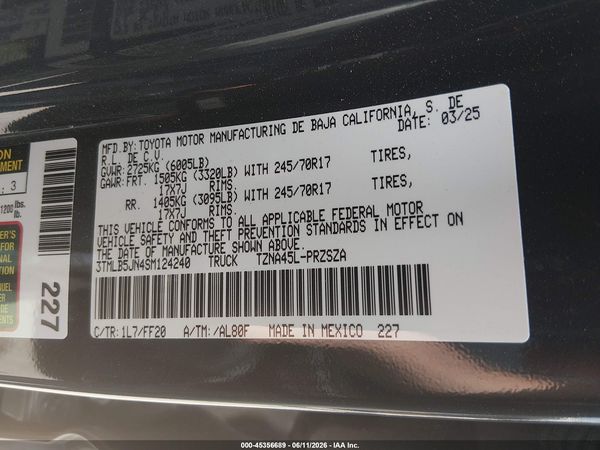 2025 TOYOTA TACOMA SR5