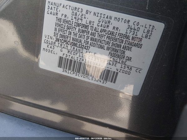 2021 NISSAN KICKS SV XTRONIC CVT