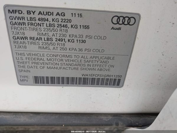 2016 AUDI Q3 2.0T PREMIUM PLUS