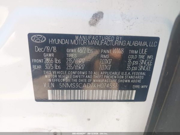2019 HYUNDAI SANTA FE SEL