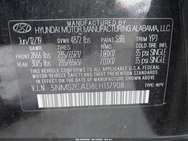2020 HYUNDAI SANTA FE SE