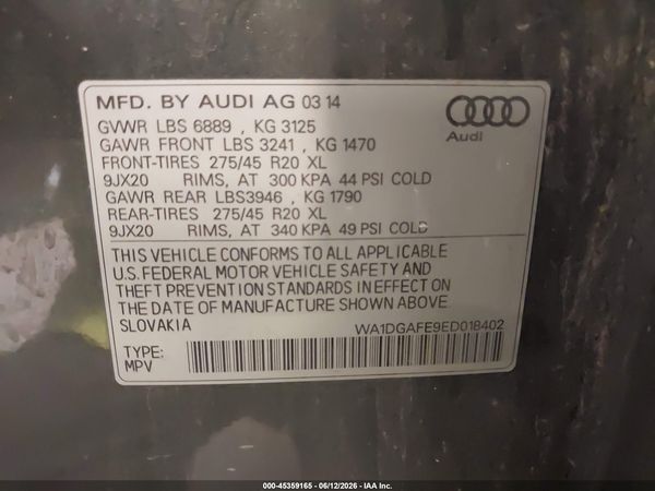 2014 AUDI Q7 3.0T S LINE PRESTIGE
