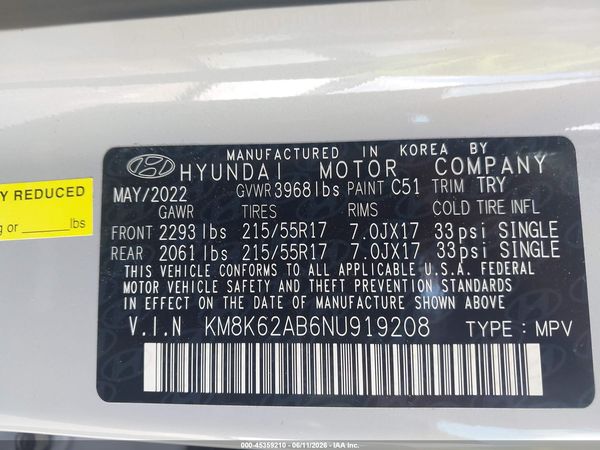 2022 HYUNDAI KONA SEL