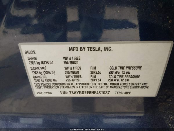 2022 TESLA MODEL Y