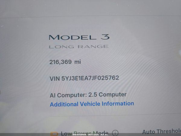 2018 TESLA MODEL 3 LONG RANGE/MID RANGE