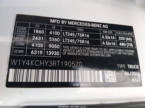 2024 MERCEDES-BENZ SPRINTER 2500 HIGH ROOF 4-CYL DIESEL
