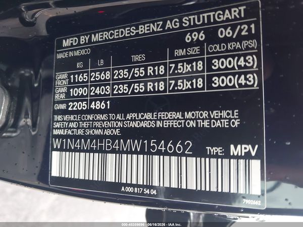 2021 MERCEDES-BENZ GLB 250 4MATIC