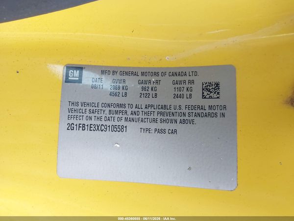 2012 CHEVROLET CAMARO 1LT — I9