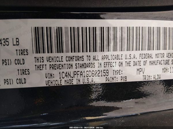2016 JEEP PATRIOT HIGH ALTITUDE EDITION