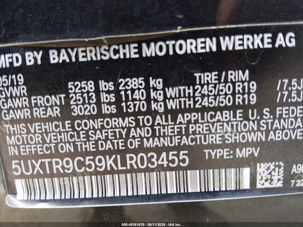 2019 BMW X3 XDRIVE30I — I9