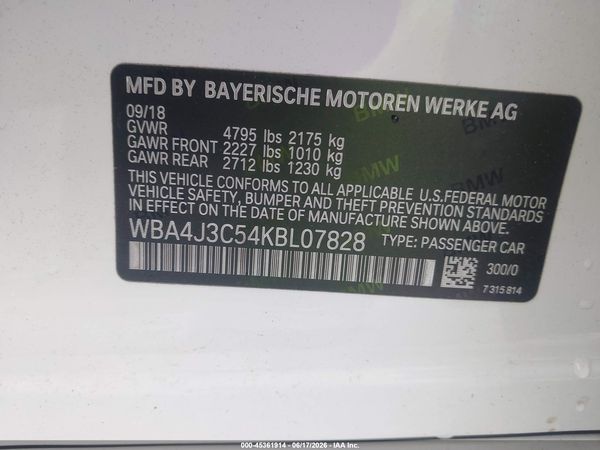 2019 BMW 430I GRAN COUPE XDRIVE