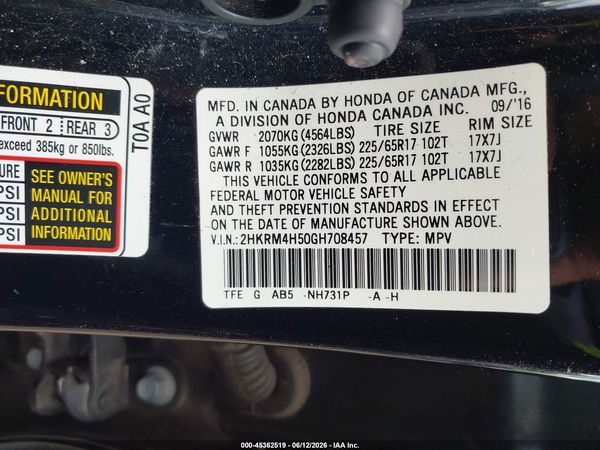 2016 HONDA CR-V EX