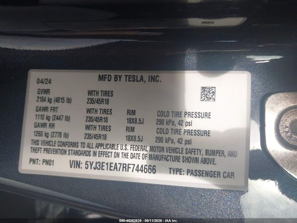 2024 TESLA MODEL 3