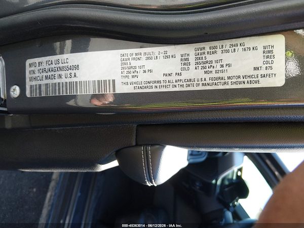2022 JEEP GRAND CHEROKEE L ALTITUDE 4X4