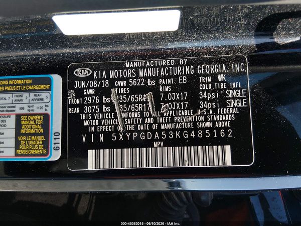 2019 KIA SORENTO 3.3L LX