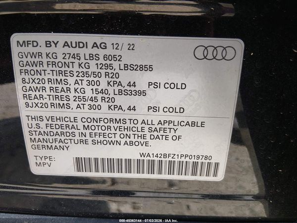 2023 AUDI Q4 SPORTBACK E-TRON PRESTIGE 50 QUATTRO